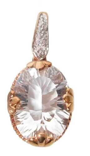 A 9ct rose gold petalite & diamond pendant, for Gems TV, with certificate, boxed, metal weight 3....