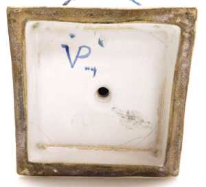 A late 18thC Veuve Perrin pottery vase, with ram's head handles, painted with a fete gallant and... - 7