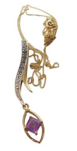 A 9ct gold amethyst alexandrite & diamond pendant, for Gems TV, with certificate, boxed, metal...