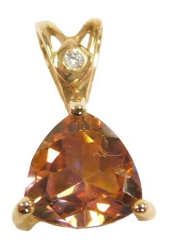 A 9ct rose gold twilight topaz and diamond pendant, for Gems TV, with certificate, boxed, metal...