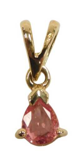 A 9ct gold and Ceylon padparadscha sapphire pendant, for Gems TV, with certificate, boxed, metal...
