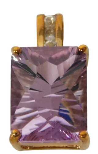 A 9ct gold amethyst and white topaz pendant, for Gems TV with certificate, boxed, metal weight,...