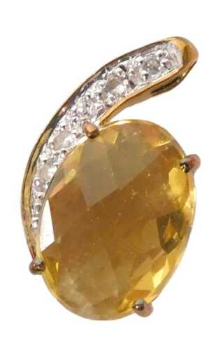 A 9ct gold fluorite and white topaz pendant, for Gems TV, with certificate, boxed, metal weight,...