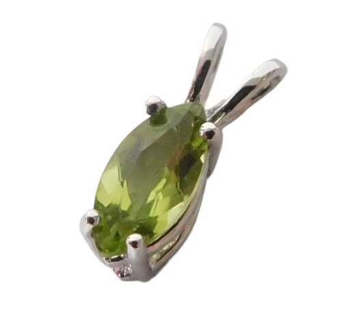 A 9ct white gold and peridot pendant, for Gems TV, with certificate, boxed, metal weight 0.5g.