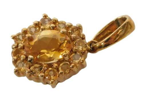 A 9ct gold and citrine pendant, for Gems TV, with certificate, boxed, metal weight 1.75g.