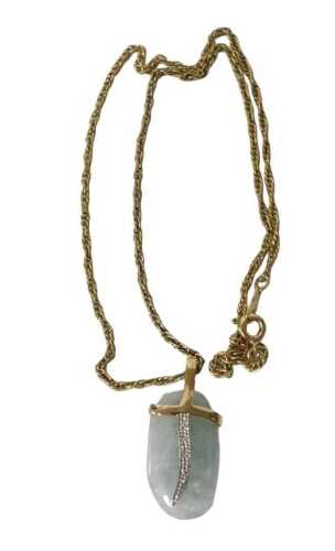 A 9ct gold and jade pendant, for Gems TV, with certificate, boxed, metal weight 0.87g, together...