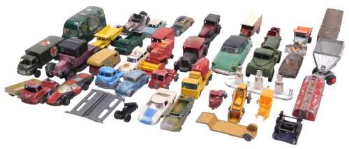 Corgi Lesney and other diecast military vehicles, motor cars, etc., playworn. (a quantity)