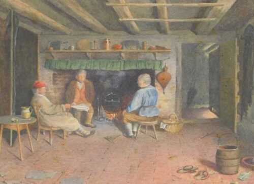 Florence J Newton (fl.1902). Interior of a Sussex farmhouse after Hardy, watercolour, signed,...