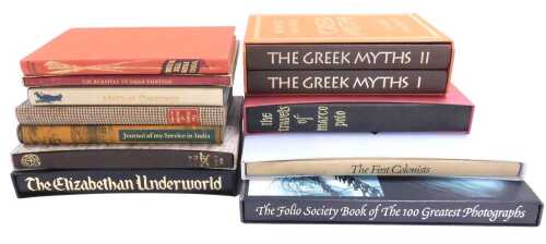 Folio Society books, to include The Greek Myths, 2 vols, The Travels of Marco Polo, The Folio...