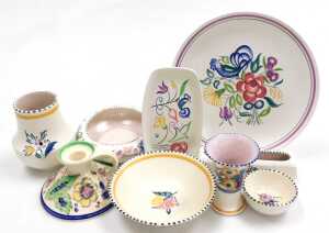 A group of Poole pottery, traditionally painted with flowers, Soho pottery Solian ware... - 3