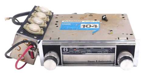 A Radiomobile stereo 8 car cassette player, model number 104.
