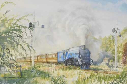 Christopher Ware (British late 20thC). Sir Nigel Gresley arriving at Levisham Station,...
