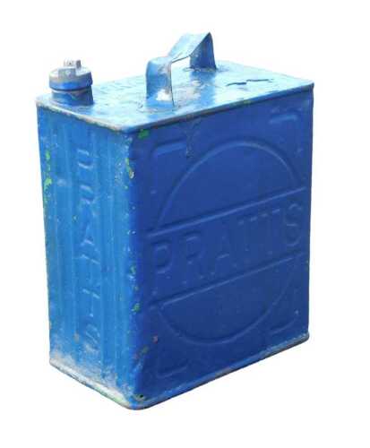 A Pratt's blue painted oil can, 28cm high.
