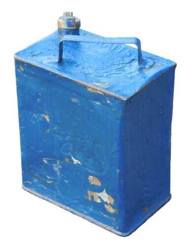 A Pratt's blue painted oil can, 28cm high.