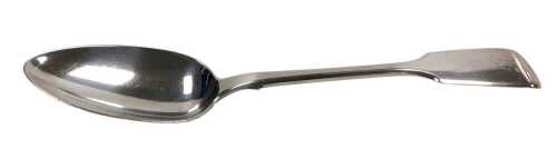 A Victorian silver Fiddle pattern dessert spoon, initial engraved, London 1842, 2.47oz.