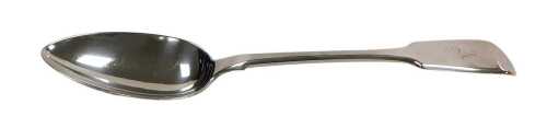 A Victorian silver Fiddle pattern tablespoon, initial engraved, London 1851, 2.80oz.