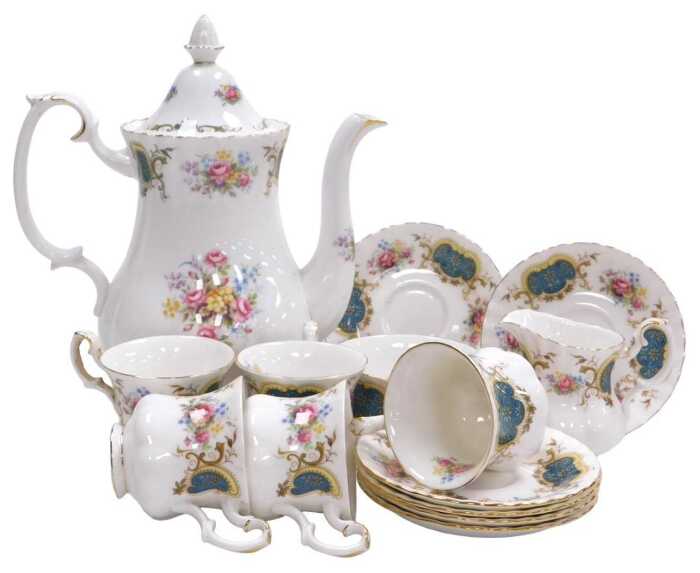 A Royal Albert porcelain Berkeley pattern part coffee service, comprising coffee pot, cream jug...