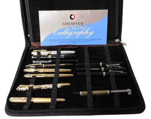 Assorted cartridge pens, including Sheaffer, Jinhao, Zhen-Hao, Luoshi, together with ballpoint...