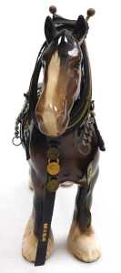 Three Beswick pottery figures of Shire horses, one with hame and harness, printed marks. - 3