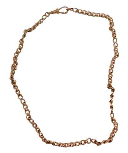 A 9ct rose gold neck chain, on a lobster claw clasp, 15.4g, 41cm long.