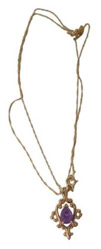 A 9ct gold and amethyst pendant, on a fine neck chain, with bolt ring clasp, yellow metal...