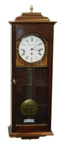 A mahogany cased wall clock, by Knight & Gibbins of London, circular dial bearing Roman numerals,...