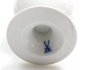 A late 19thC Meissen porcelain dish, possibly outside decorated, with two figures on horseback,... - 5