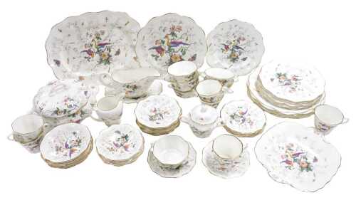 A Coalport porcelain Tulip Tree pattern part dinner and tea service, comprising an oval meat...