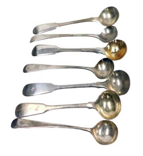 Georgian and later silver Old English and Fiddle pattern mustard spoons, some initial or...