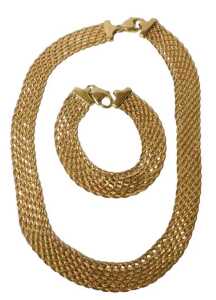 An 18ct gold mesh necklace and bracelet, each on a lobster claw clasp, 79.6g, necklace 46cm long,...