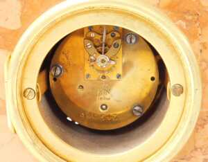 A late 19thC German marble and ormolu mantel clock, circular brass dial bearing Roman numerals,... - 5