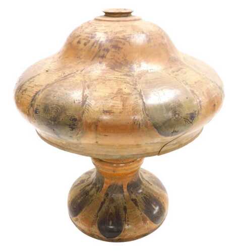 An early 20thC burlwood table lamp, with a mushroom shaped shade, 32cm wide.