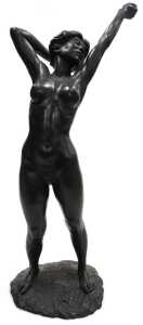 A late 20thC cold cast bronze sculpture of Claire Stretching, by Tom Greenshields, limited... - 2