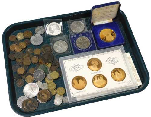Victorian and later silver and copper coinage, including halfpennies, and a Queen Victoria...