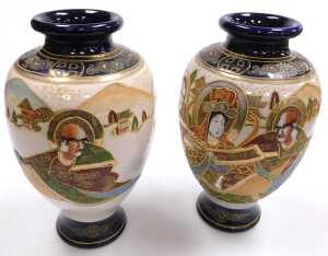 A pair of early 20thC Japanese Satsuma export ware vases, of baluster form, decorated with... - 2