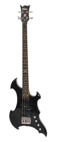 A vintage Metal Axxe electric bass guitar in satin black. (AF)