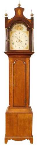 A Georgian oak and rosewood longcase clock, by Tate of Winterton, the break arch dial painted...