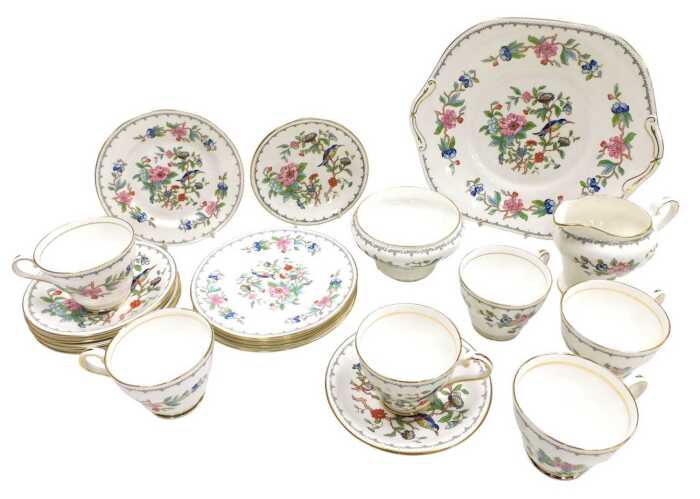 An Aynsley porcelain Pembroke pattern part tea service, comprising a bread plate, cream jug and...