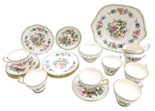 An Aynsley porcelain Pembroke pattern part tea service, comprising a bread plate, cream jug and...