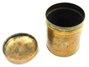 A pair of early 20thC Indian brass ewers, embossed with figures, animals, and scrolling leaves... - 6