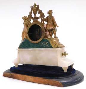 A late 19thC French gilt metal mantel clock by Hy Marc Paris, the circular enamel dial bearing... - 2