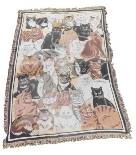 A Goodwin Weavers cotton rug, decorated all over with cats, 160cm x 109cm.