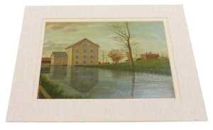 English School (19thC). Sandy Watermill, with a dwelling and autumn trees, oil on board, 19cm x...