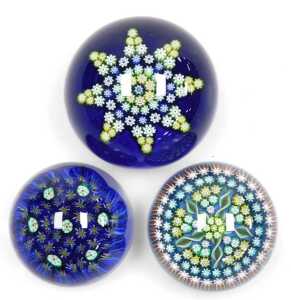 A Perthshire glass paperweight, with spiral twists and millefiori canes, a further Perthshire... - 3