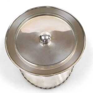 A WWI period silver plate and cut glass dish and cover, formed as a officer's peaked cap, with... - 3