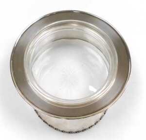A WWI period silver plate and cut glass dish and cover, formed as a officer's peaked cap, with... - 4