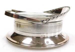 A WWI period silver plate and cut glass dish and cover, formed as a officer's peaked cap, with... - 7