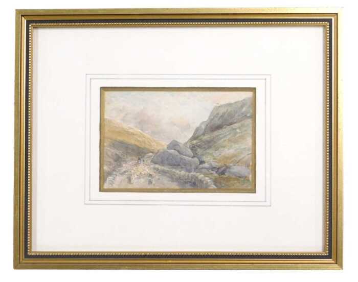 Henry Cundel (Scottish 1810-1886). Llanberis Pass, watercolour, signed and titled verso, 7.5cm x...