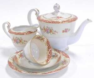 A Noritake porcelain part dinner and tea set, printed with flowers, on an ivory ground,... - 2