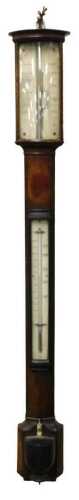 An early 19thC mahogany cased stick barometer, by Galletti of Glasgow, with a vernier scale, and...
